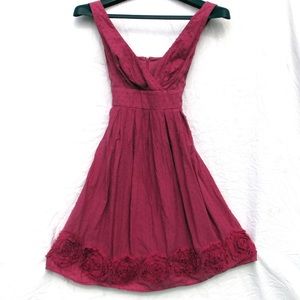 Womens Summer Dress Deep Rose Sleeveless Rosettes